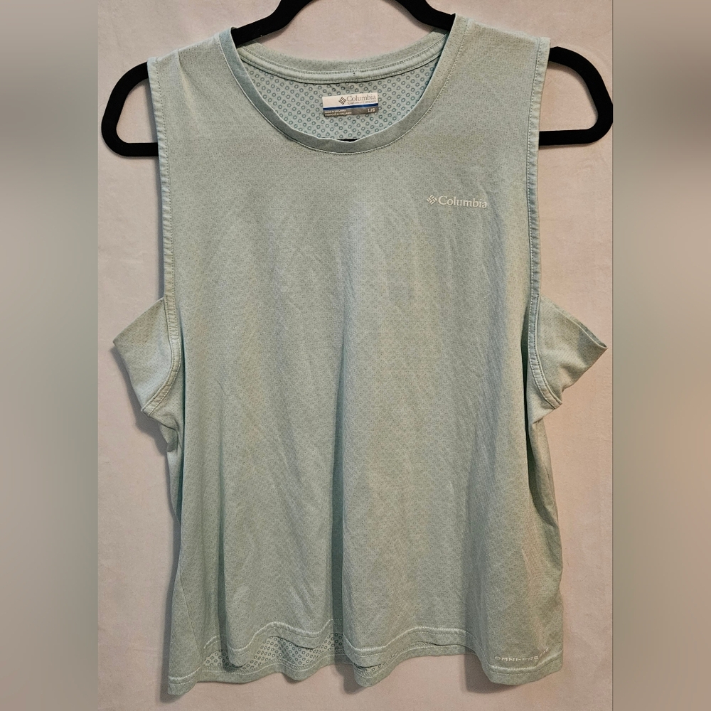 Columbia Green Muscle Tee with Cut Out Design